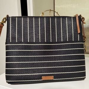 Fossil Fiona Crossbody Bag in Black, White, and Cognac